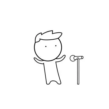 Speaker at the microphone Stock Illustration