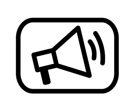 Speaker monoline vector logo icon air raid alert. Sign megaphone loudspeaker Stock Illustration