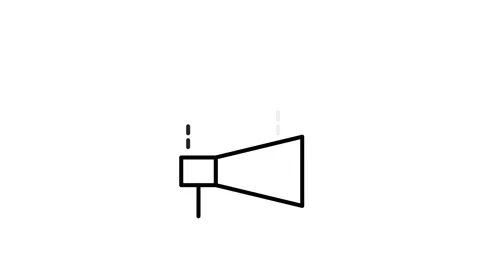 A speaker with a music note and a play button, symbolizing audio playback and Video stock 333550446
