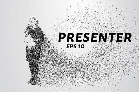 The speaker of the particles. Presenter consists of circles and points. Vec.. Stock Illustration