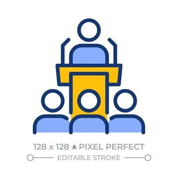 Speaker performance pixel perfect line color icon Stock Illustration