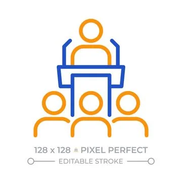 Speaker performance pixel perfect two color line icon Stock Illustration