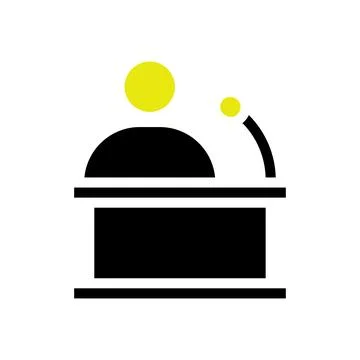 Speaker at podium. Concept of presentation, lecture, and public speaking. Stock Illustration