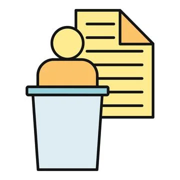 Speaker at podium giving speech with document Stock-Illustration