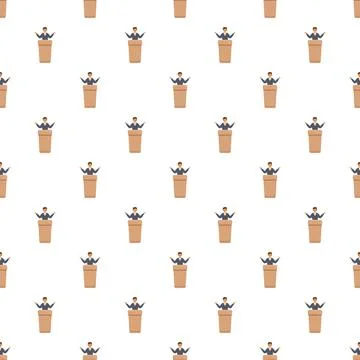 Speaker at podium seamless pattern for public speaking Illustration