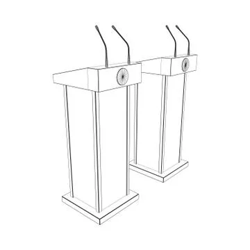 Speaker Podium Wireframe 스톡 일러스트