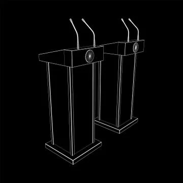 Speaker Podium Wireframe Stock Illustration