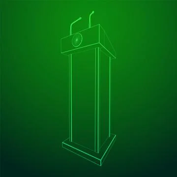 Speaker Podium Wireframe Stock Illustration