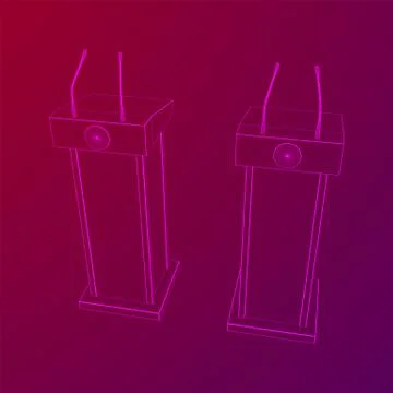 Speaker Podium Wireframe Stock Illustration