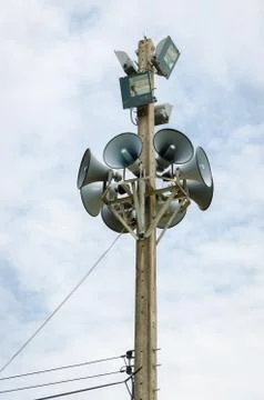 Speaker  on the pole. Stock Photos