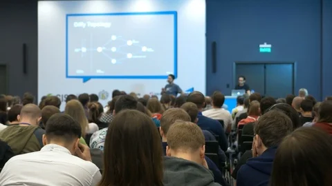 The speaker presentation audience education lecture in business process 스톡 동영상 88589356