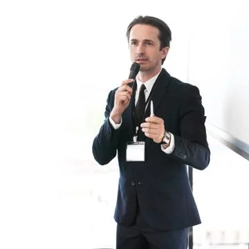 Speaker at presentation Stock Photos