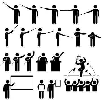Speaker Presentation Teaching Speech Stick Figure Pictogram Icon Stock Illustration