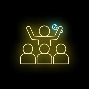 Speaker presenting to audience line neon sign Stock Illustration