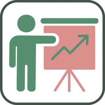 Speaker presenting business chart graph icon symbol Ilustración de archivo