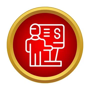Speaker presenting business lecture on screen icon Stock Illustration