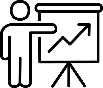 Speaker presenting chart diagram line icon Stock Illustration
