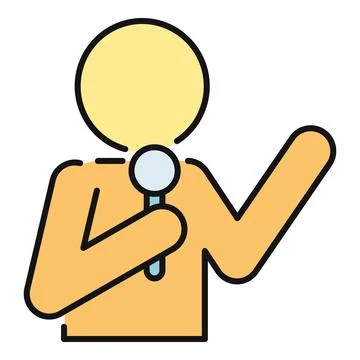 Speaker presenting holding microphone communicating information interview Stock Illustration