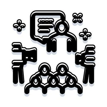 Speaker presenting information during press conference or interview Stock Illustration