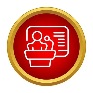 Speaker presenting at podium with presentation screen icon イラスト素材