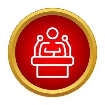Speaker presenting speech from podium at convention Stock Illustration
