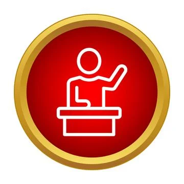Speaker presenting speech at podium icon design Stock Illustration