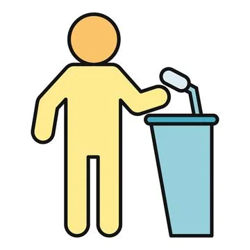 Speaker presenting a speech from a podium with microphone Stock Illustration