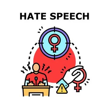 Speaker promoting hate speech targeting women Stock Illustration