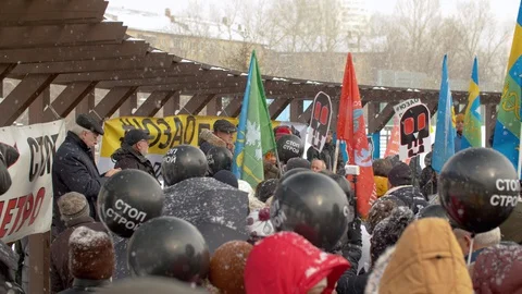 Speaker at the rally Stock Footage 127680029
