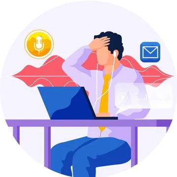 Speaker recognition, vote controlled smart speaker. Woman voice activated Stock Illustration