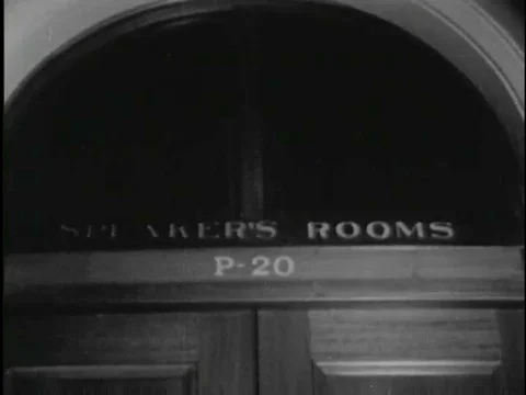 Speaker Sam Rayburn signing a bill, Jack Watson, the House Courier, driving to Stock Footage 75288288