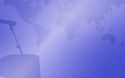 Speaker Silhouette Addressing World Map Globe Podium Microphone Presentatio.. Stock Photos