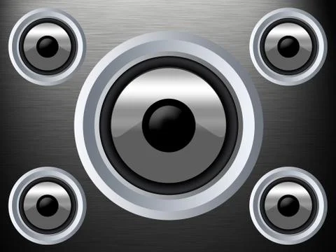 Speaker on a silver metal texture Stock Illustration