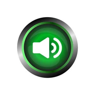 Speaker sound icon button, isolated on green glossy background Stock Illustration