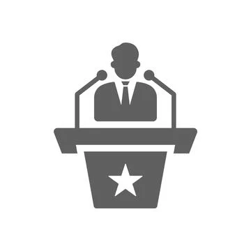 Speaker, spokesperson icon. Gray vector graphics. Stock Illustration