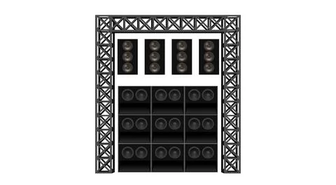 Speaker with spotlight on the truss system on the white background Stock Illustration