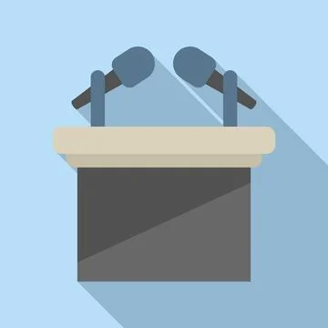 Speaker stand icon flat . Podium speech Stock Illustration
