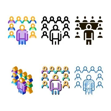 Speaker standing before mix audience icon vector outline Stock Illustration