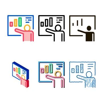 Speaker with statistic icon vector types outline Stock Illustration
