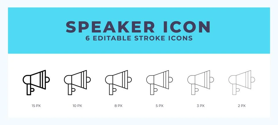 Speaker stroke icon for web. Mobile apps and ui. Ilustração Stock