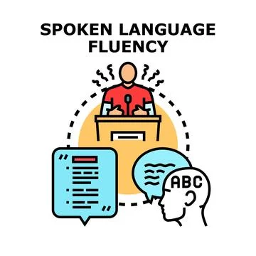 Speaker struggling with language fluency and public speaking Stock Illustration