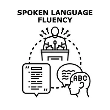 Speaker struggling with language fluency and public speaking Stock Illustration