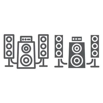 Speaker system line and glyph icon, audio and loudspeaker, music system sign Stock Illustration