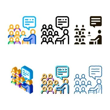Speaker talk from tribune multistyle icon vector outline Illustration