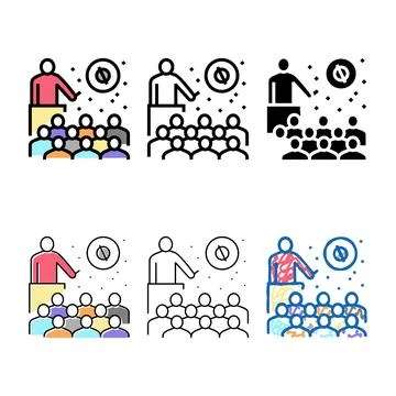 Speaker talking about planets and stars minimal in planetarium color icon v.. Illustration