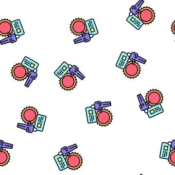 Speaker talking about sun in planetarium vector seamless pattern Illustration