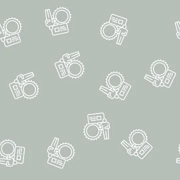 Speaker talking about sun in planetarium line seamless pattern Stock Illustration