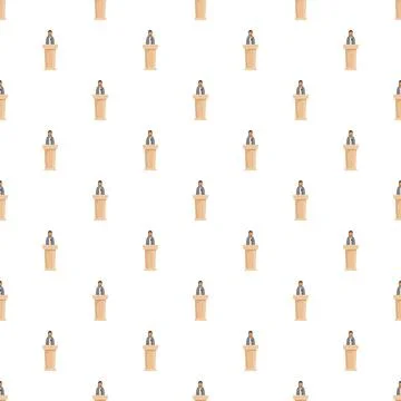 Speaker at tribune delivering speech presentation pattern イラスト素材