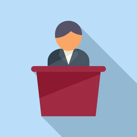Speaker tribune icon flat vector. Speech podium Stock Illustration