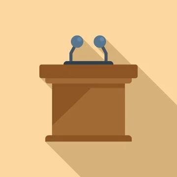Speaker tribune icon flat vector. Business time Ilustração Stock